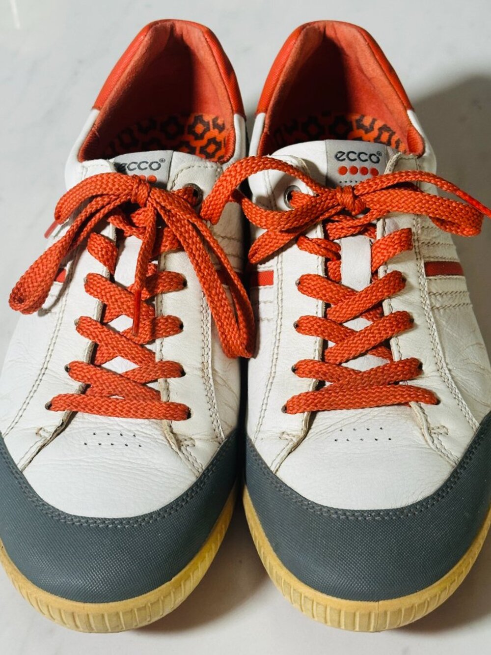 Ecco White / Orange Golf Shoes 44 Men’s Sz 10-10.5